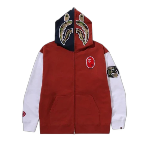 BAPE Shark Full Zip Hoodie France 'Burgundy'