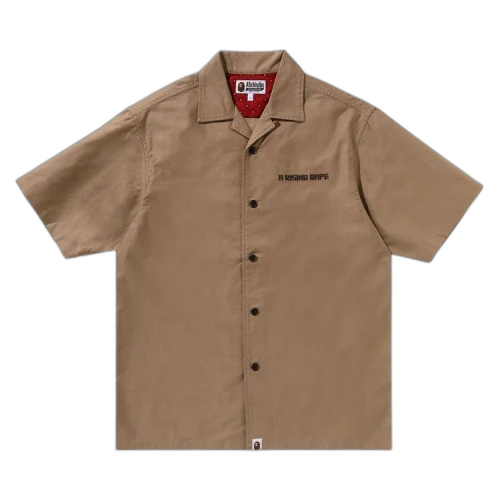 BAPE Dragon Embroidery Open Collar Shirt 'Beige'