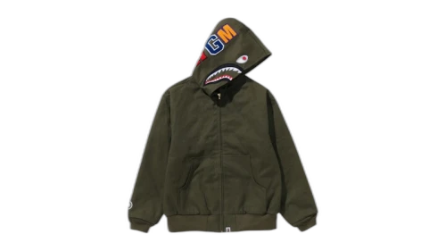 BAPE Shark Work Hoodie Jacket Olivedrab