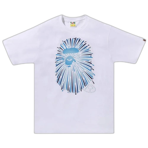 BAPE Ape Head Firework Tee #1 'White/Blue'