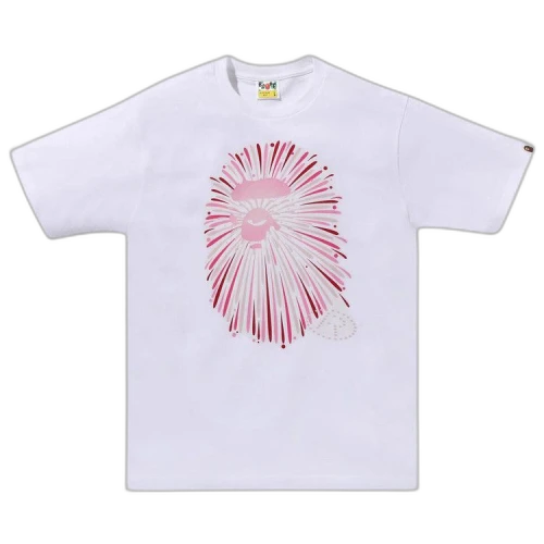 BAPE Ape Head Firework Tee #1 'White/Pink'