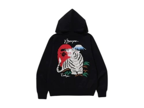 BAPE Tiger Souvenir Zip Hoodie Gray