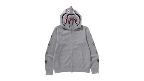 BAPE Us Double Shark Full Zip Hoodie Gray