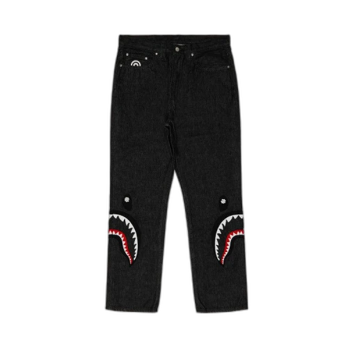 GOAT Exclusive BAPE Pearl Shark Relaxed Fit Denim Pants 'Black'