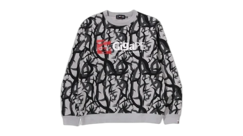 BAPE x NBHD Trial Camo Gigape Crewneck Gray