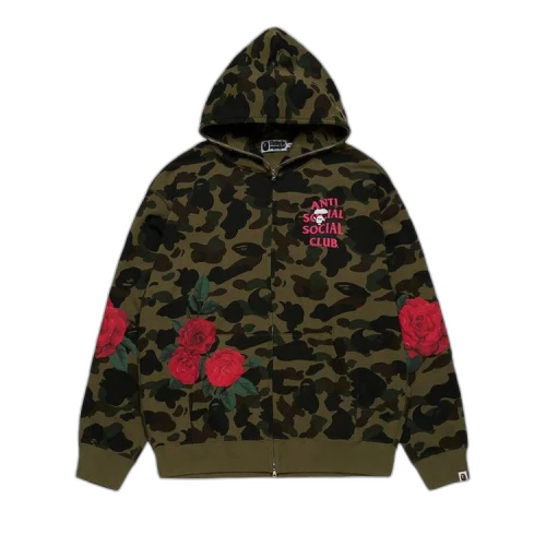 BAPE x Anti Social Social Club Full Zip Hoodie 'Green'
