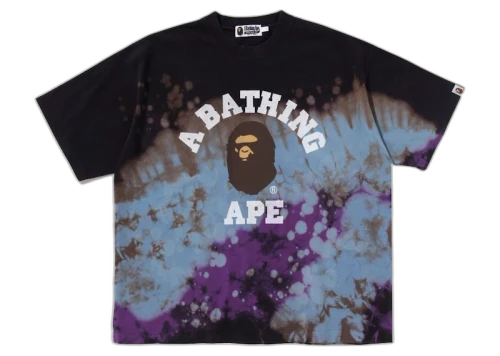 BAPE Tie Dye College Relaxed Fit Tee Beige