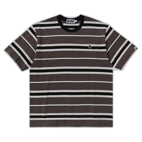 BAPE Ape Head One Point Pocket Relaxed Fit Stripe Tee 'Black'