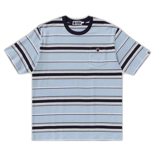 BAPE Ape Head One Point Pocket Relaxed Fit Stripe Tee 'Sax'