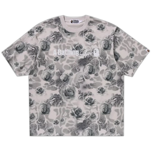 BAPE Floral Solid Camo Logo Relaxed Fit Tee 'Grey'
