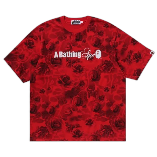 BAPE Floral Solid Camo Logo Relaxed Fit Tee 'Red'
