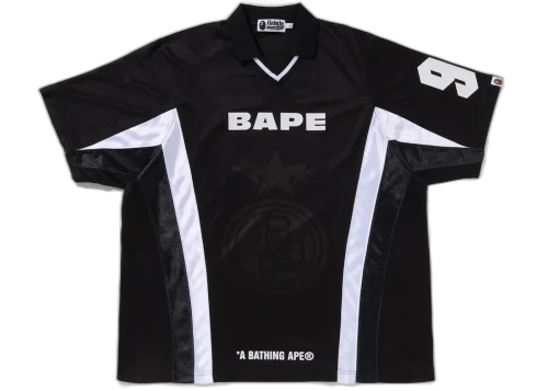 BAPE Multi Logo Relaxed Fit Soccer Jersey Black