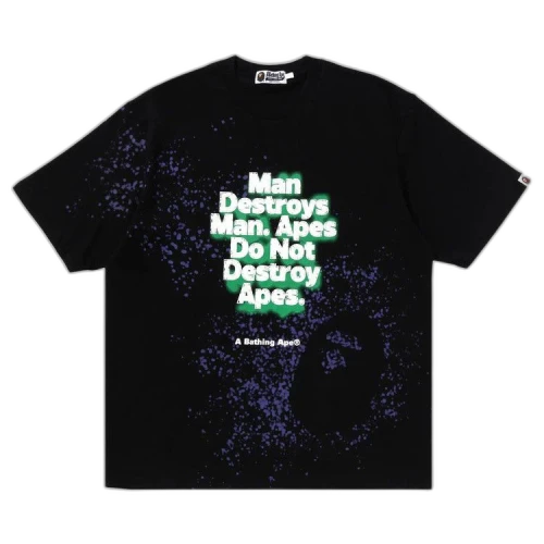 BAPE Spray Print Slogan Relaxed Fit Tee 'Black'