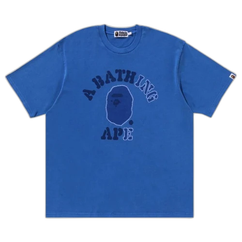 BAPE Garment Dye College Relaxed Fit Tee 'Blue'