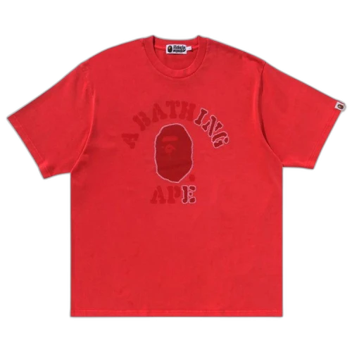 BAPE Garment Dye College Relaxed Fit Tee 'Red'