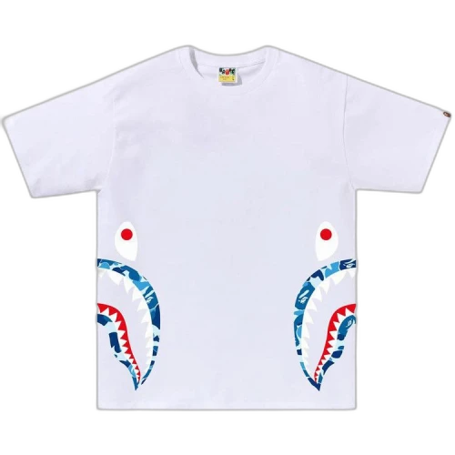BAPE ABC Camo Side Shark Tee 'White/Blue'