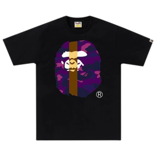 BAPE Color Camo Transform Big Ape Head Tee 'Black/Purple'