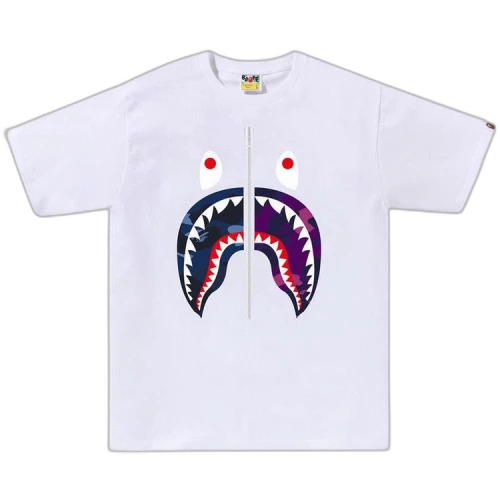 BAPE Color Camo Separate Shark Tee 'White/Navy'