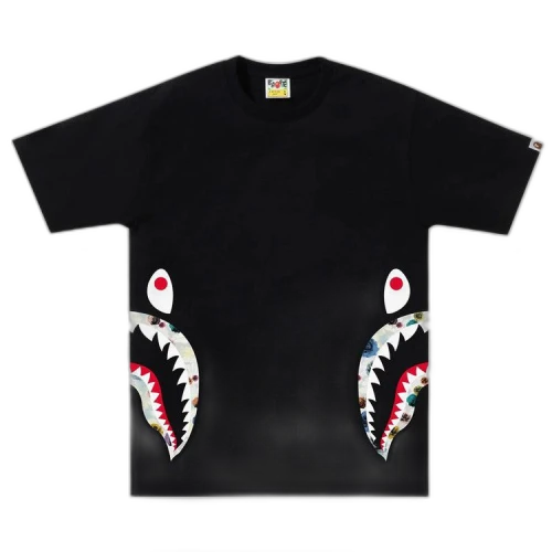 BAPE Floral Camo Side Shark Tee 'Black'