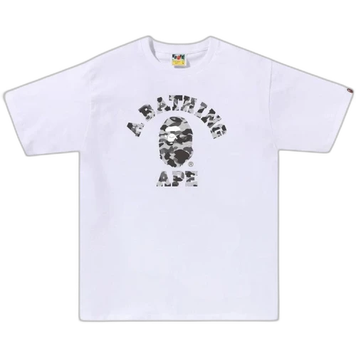 BAPE Heather Grey Camo College Tee 'White'