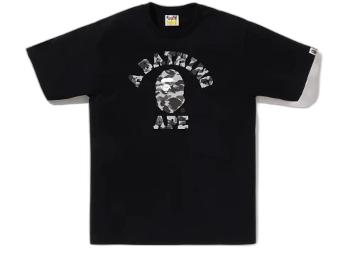 BAPE Heather Gray Camo College Tee Black