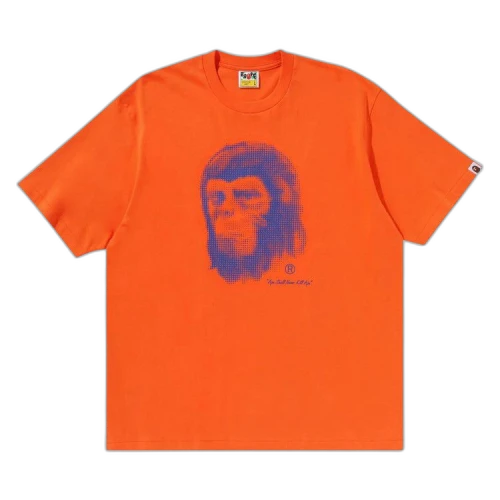 BAPE Pixel Comic Ape Head Relaxed Fit Tee 'Orange'