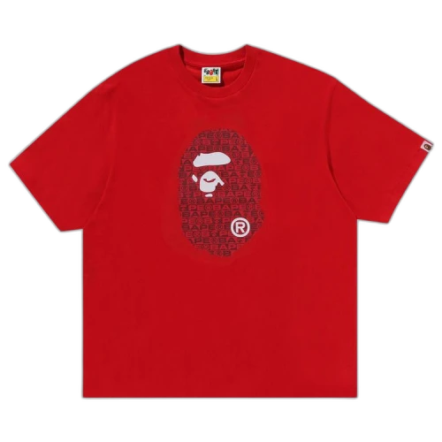 BAPE Lux Sport Pattern Ape Head Relaxed Fit Tee 'Red'