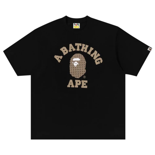 BAPE A Bathing Ape Sta Houndstooth College Relaxed Fit Tee 'Black'