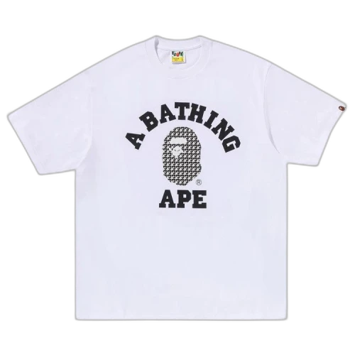 BAPE Sta Houndstooth College Relaxed Fit Tee 'White'