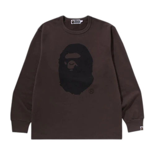 BAPE Ape Head Brushed Cotton Long-Sleeve Tee 'Charcoal'