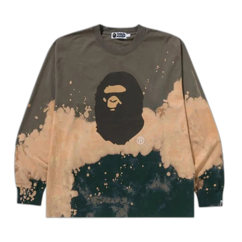 BAPE Tie Dye Ape Head Relaxed Fit Long-Sleeve Tee 'Beige'