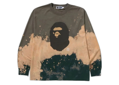 BAPE Tie Dye Ape Head Relaxed Fit L/S Tee Beige