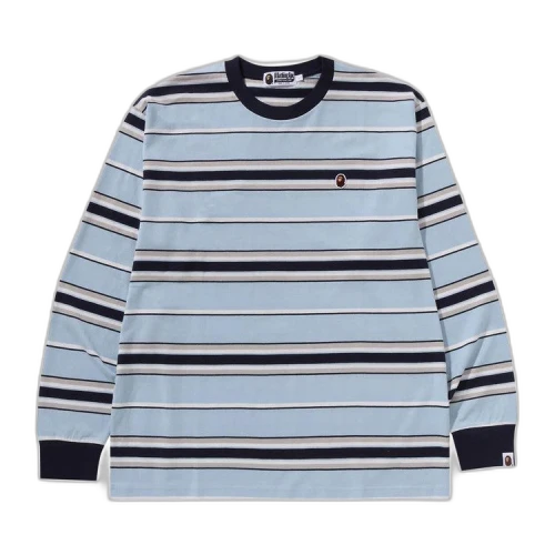 BAPE Ape Head One Point Stripe Relaxed Fit Long-Sleeve Tee 'Sax'