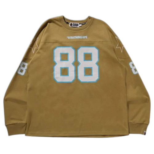 BAPE Football Relaxed Fit Long-Sleeve Tee 'Beige'
