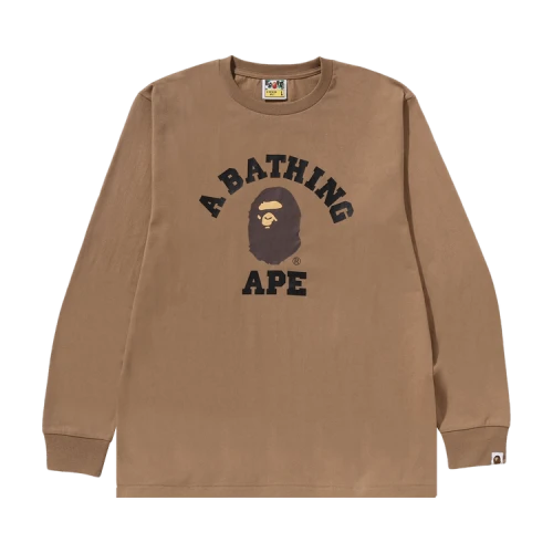 BAPE College Long-Sleeve Tee 'Beige'