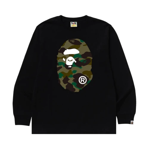 BAPE 1st Camo Big Ape Head Long-Sleeve Tee 'Black/Green'