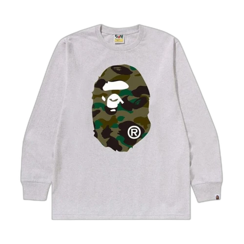 BAPE 1st Camo Big Ape Head Long-Sleeve Tee 'Grey/Green'
