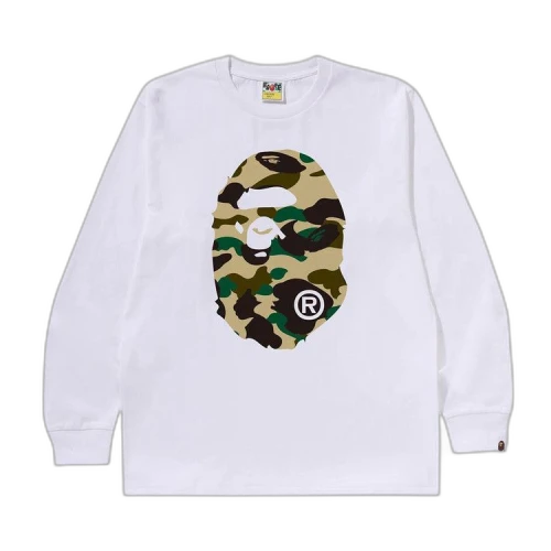 BAPE 1st Camo Big Ape Head Long-Sleeve Tee 'White/Yellow'