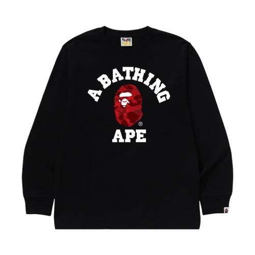 BAPE Color Camo College Long-Sleeve Tee 'Black/Red'