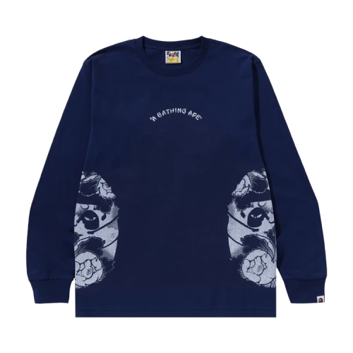 BAPE Japanese Tattoo Side Big Ape Head Long-Sleeve Tee 'Navy'