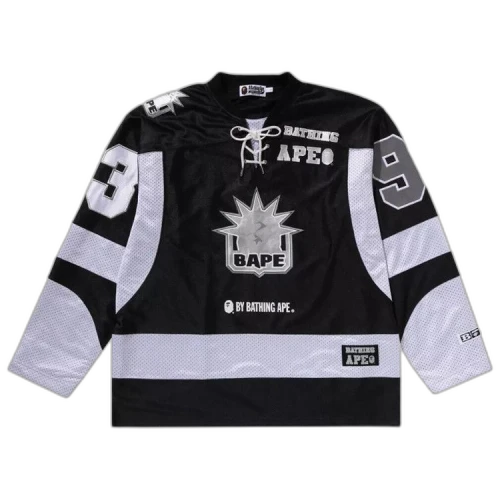 BAPE Multi Logo Relaxed Fit Long-Sleeve Ice Hockey Jersey 'Black'