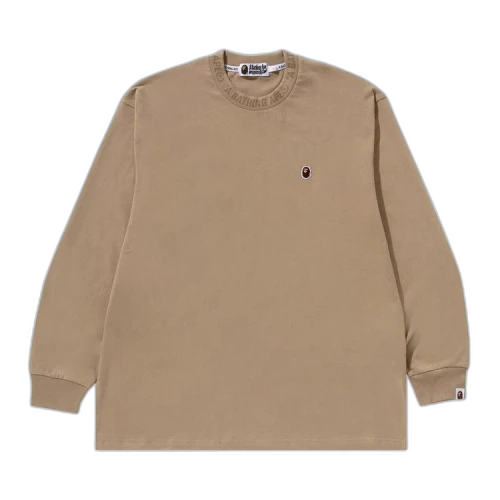 BAPE One Point Ape Head Relaxed Fit Long-Sleeve Tee 'Beige'