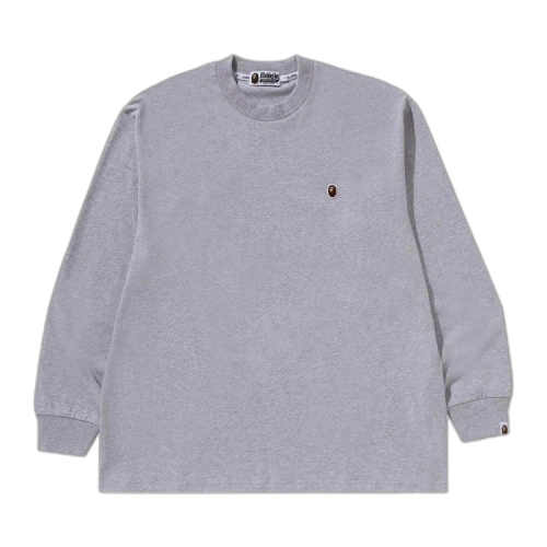 BAPE One Point Ape Head Relaxed Fit Long-Sleeve Tee 'Grey'