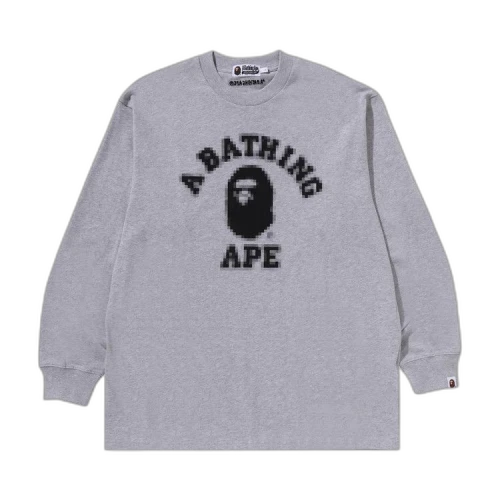 BAPE College Relaxed Fit Long-Sleeve Tee 'Grey'