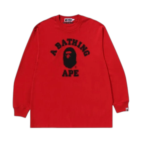 BAPE College Relaxed Fit Long-Sleeve Tee 'Red'
