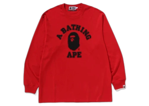 BAPE College Relaxed Fit L/S Tee Red