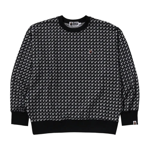 BAPE Sta Houndstooth Jacquard Relaxed Fit Crewneck Sweatshirt 'Black'