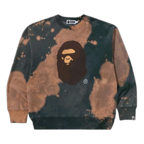BAPE Tie Dye Ape Head Relaxed Fit Crewneck Sweatshirt 'Beige'