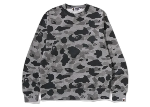 BAPE Heather Gray Camo Ape Head One Point Crewneck Gray