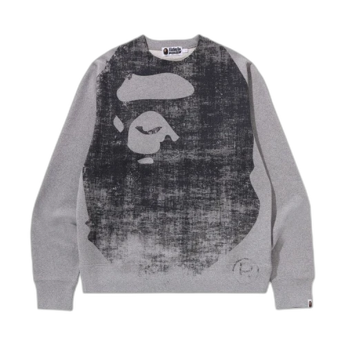 BAPE Ape Head Over Print Crewneck Sweat 'Grey'